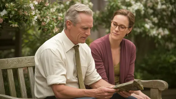 A carer discussing a care home with her dad