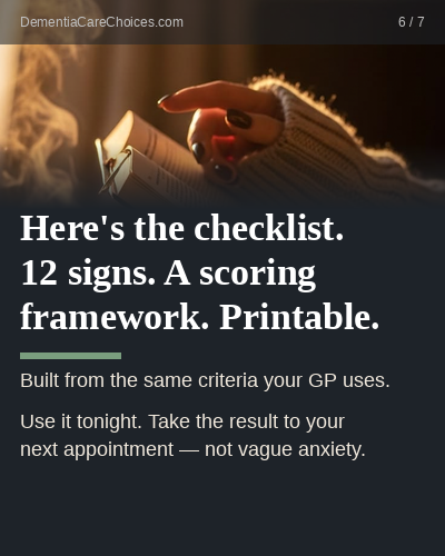 Here's the checklist. 12 signs. A scoring framework. Printable.