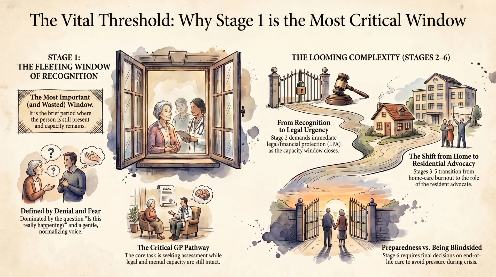 Infographic about dementia stages and critical early window