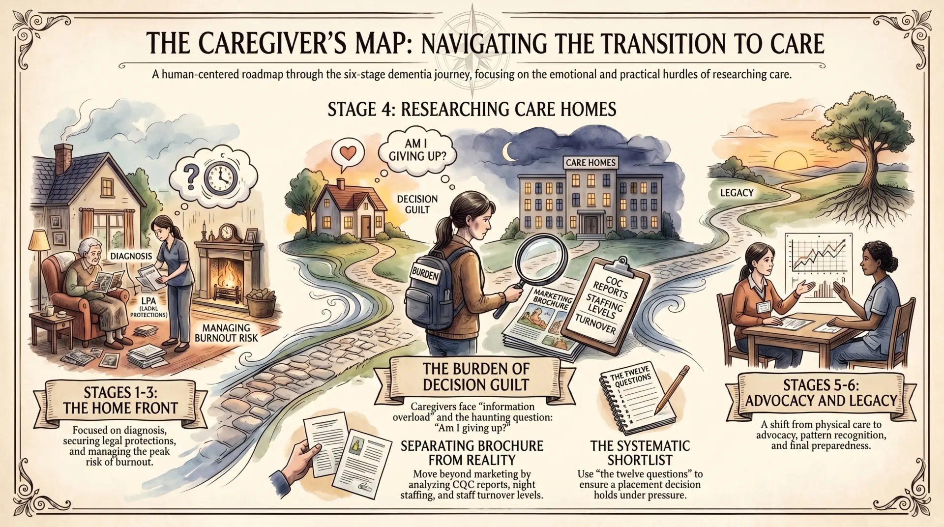 Caregiver roadmap for dementia care transition stages