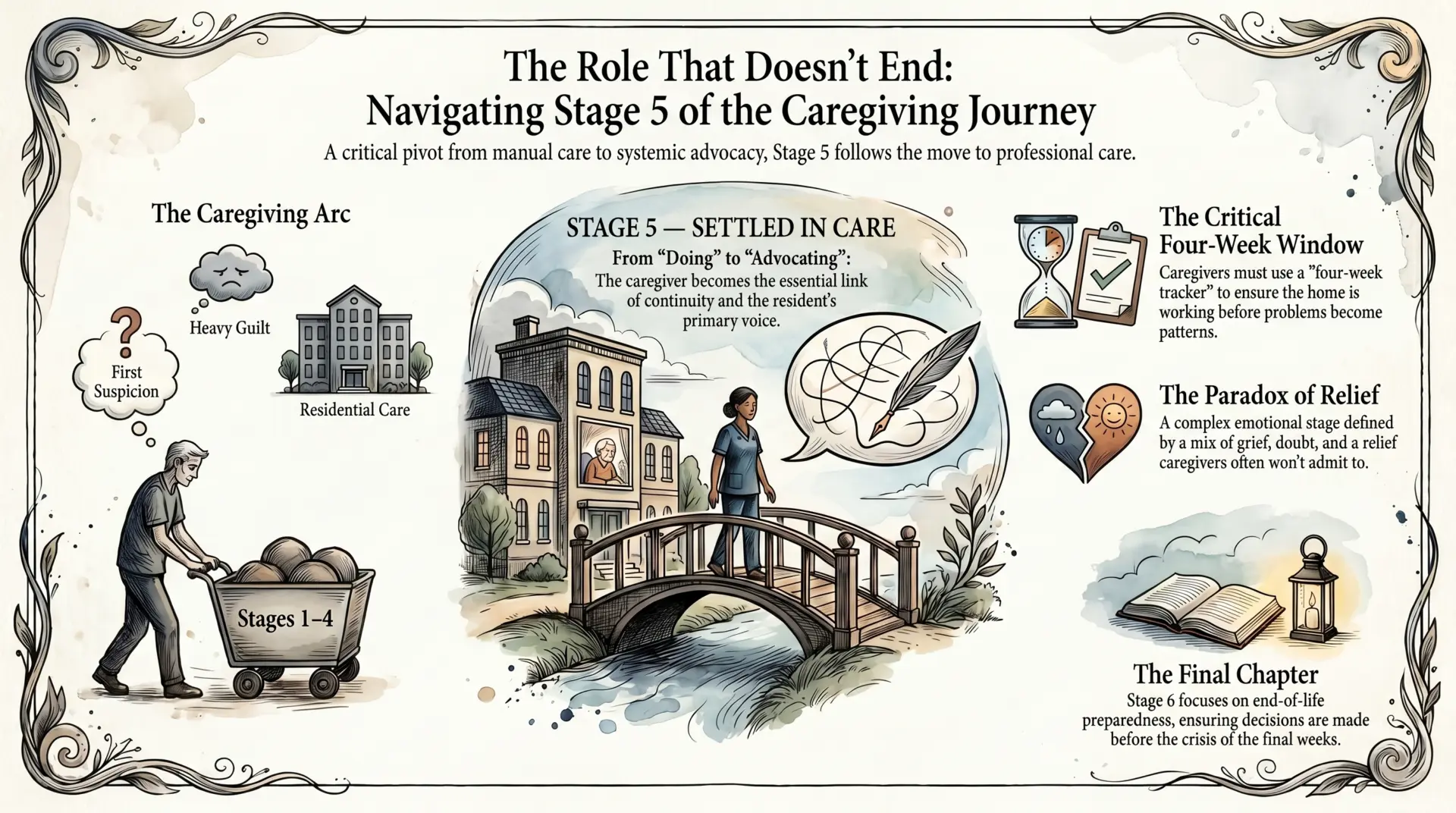Infographic on Stage 5 of caregiving journey