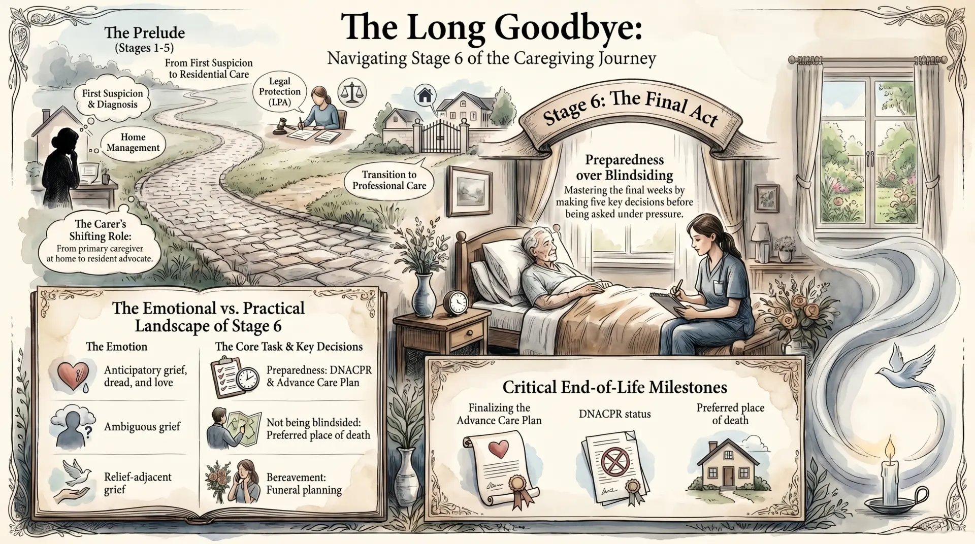 Infographic on end-of-life caregiving stage six
